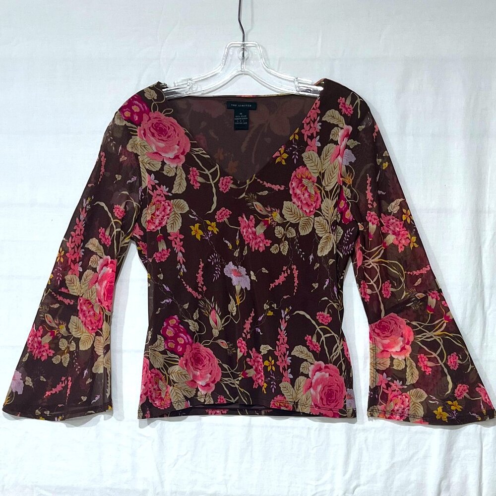 The Limited - Women 3/4 Bell Sleeve Blouse - Size M - Color Brown